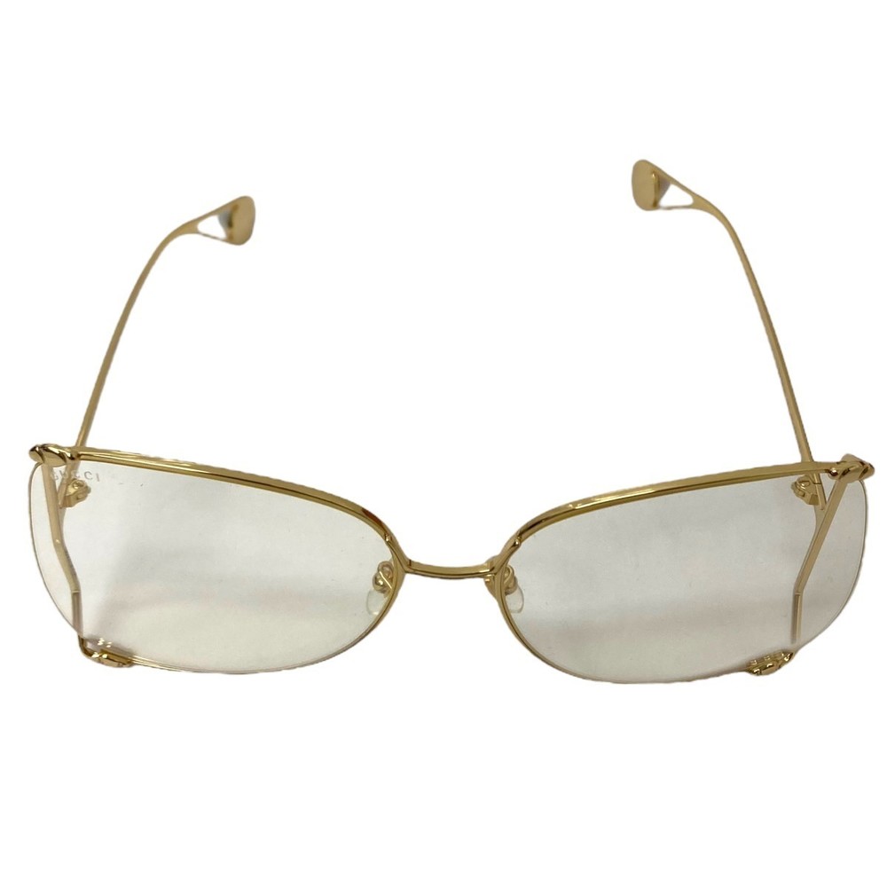 Gucci Vintage Rectangular Glasses Gold Clear - image 1